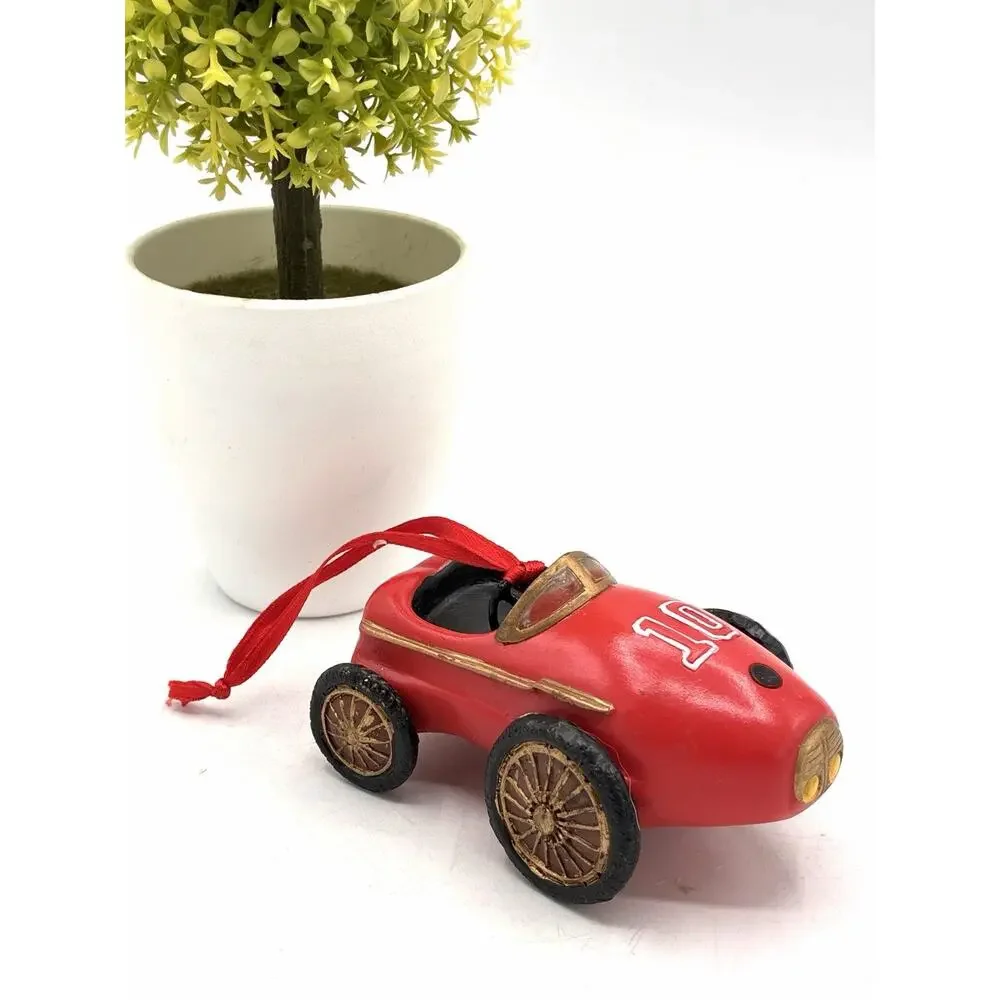 Vintage Red Race Car Christmas Ornament Number 10 3inches